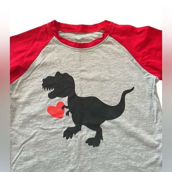Red and Gray Dinosaur Long Sleeve Shirt - Picture 3 of 8